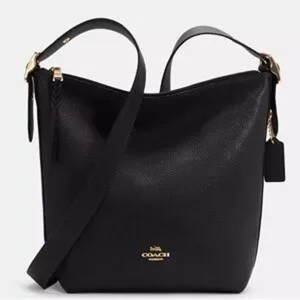 Coach Val Duffle Black Pebble Leather Shoulder Bag 11 x 12 x 4